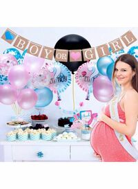 Generic Baby Nest Designs Gender Reveal Party Supplies With The Original Jumbo Gender Reveal Balloon Plus Boy Or Girl Banner Decorations, Foil And Confetti Balloons, Photo Props
