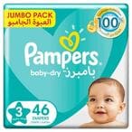 Buy Pampers Baby-Dry Leakage Protection Diapers Size 3 6-9kg Jumbo Pack 46 Count in Kuwait