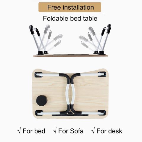 Doreen Laptop Desk, Astory Portable Laptop Bed Tray Table Notebook Stand Reading Holder with Foldable Legs &amp; Cup Slot for Eating Breakfast, Reading Book, Watching Movie on Bed/Couch/Sofa (Golden)