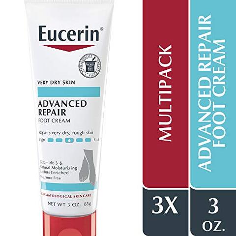 Eucerin Advanced Repair Foot Cream - Fragrance Free, Foot Lotion For Very Dry Skin - 3 Oz. Tube (Pack Of 3)