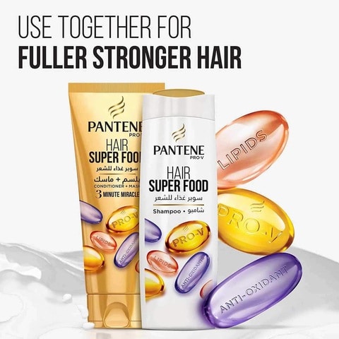 Buy Pantene Pro-V Hair Super Food Shampoo 400ml + Pantene Pro-V Hair Super  Food 3 Minute Miracle Conditioner + Mask 200ml Online - Shop Beauty &  Personal Care on Carrefour UAE