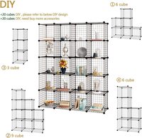 20-Cube DIY Wire Grid Bookcase, Multi Use Modular Storage Shelving Rack, Open Organizer Cabinet for Books, Toys, Clothes, Tools