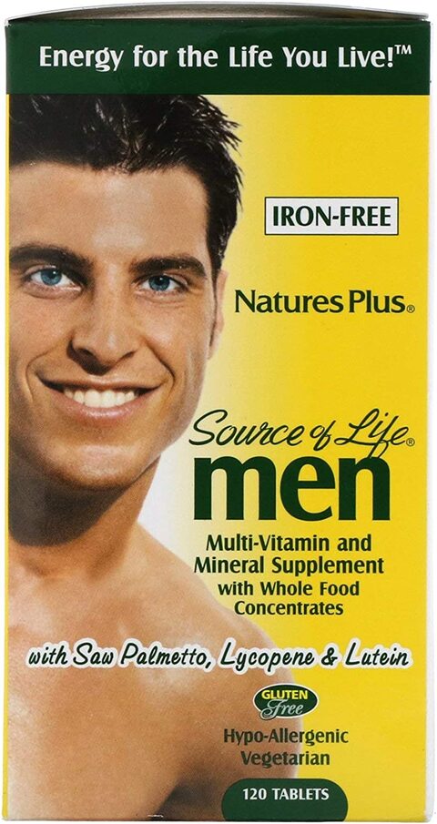 Natures Plus, Source Of Life, Men, Multi-Vitamin And Mineral Supplement With Whole Food Concentrates, Iron-Free, 120 Tablets