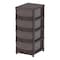Cosmoplast Cedargrain 4 Tiers Storage Cabinet with Drawers and Wheels Dark Brown 50x40x92cm