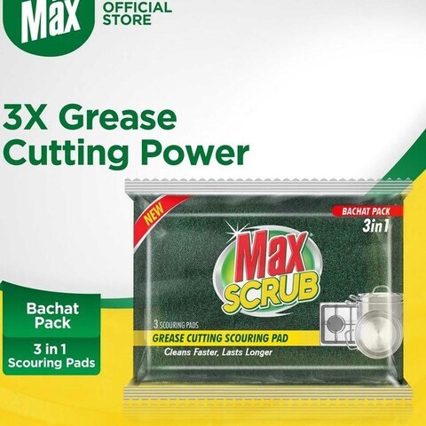 Max Scrub 3 In 1 Scouring Pad 3 Pieces