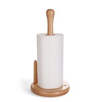 Generic-Wooden Vertical Stand Roll Paper Stand Holder Kitchen Paper Towel Toilet Tissue Holder Household Kitchen Tool