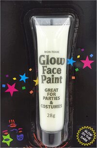 Party Time 1 Piece White Glow in the Dark Face and Body Paint Halloween Make-Up for Halloween Parties, Events and Accessories (* H 4.5 x W 1.4 INCHES) 25 grams