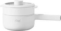 Ceool Electric Skillet With Steamer 1.5L Electric Hot Pot, 700W 2 Modes Temperature Control Non-stick Coating Cooking Surface Rapid Noodles Cooker Boil Egg Fried Rice, CN Plug Type (YD-008-White)
