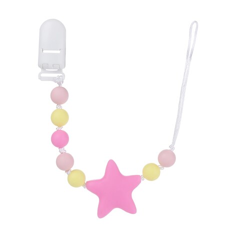 FACTORY PRICE- Subtle Star and Beads Pacifier Clips - Pink
