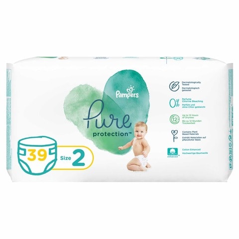 Buy Pampers Pure Protection Dermatologically Tested Diapers Size 2 (4-8kg)  39 Diapers Pack of 3 Online - Shop Baby Products on Carrefour UAE