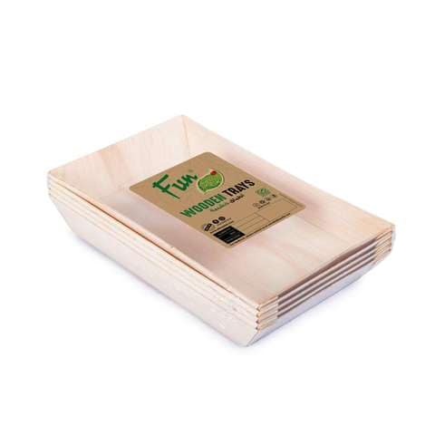 Fun Green Track Serving Wooden Trays Beige 210x130x28mm 5 PCS