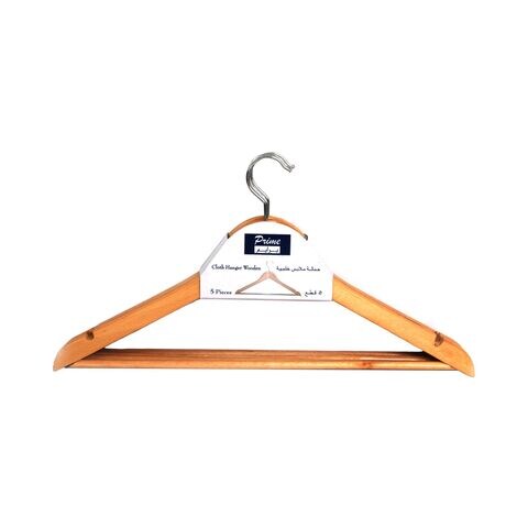 Prime Straight Wooden Hanger Beige 5 PCS