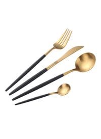Generic -4-Piece Stainless Steel Cutlery Set Black / Gold