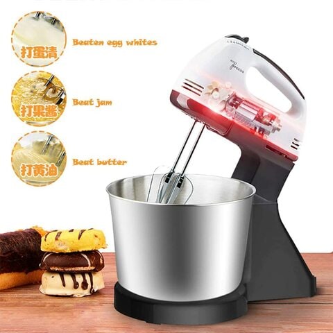 Hand held food outlet mixer