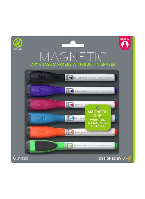 Buy U Brands Magnetic Dry Erase Markers with Erasers Medium Point