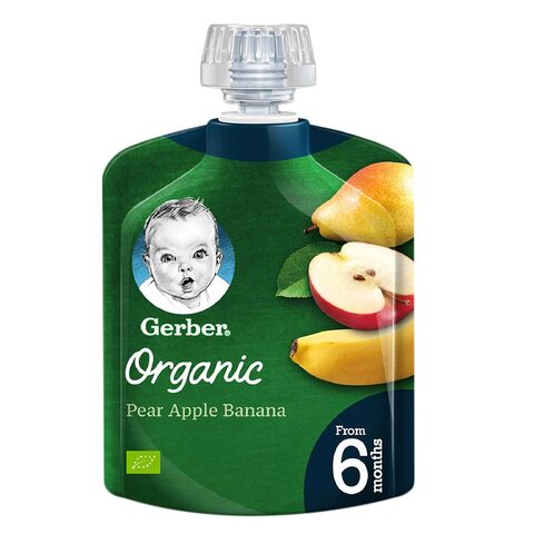 Gerber Organic Pear Apple And Banana Puree 90g