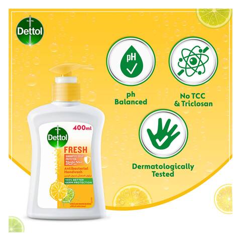 Dettol Fresh Liquid Handwash Soap Pump  Citrus &amp; Orange Blossom, 400ml