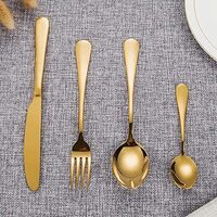 ZCF Gold Silverware Flatware Cutlery Set,18/0 Stainless Steel Utensils 24-Piece Service For 6,Include Knife/Fork/Spoon,Matte Polished,Dishwasher Safe(Gold)