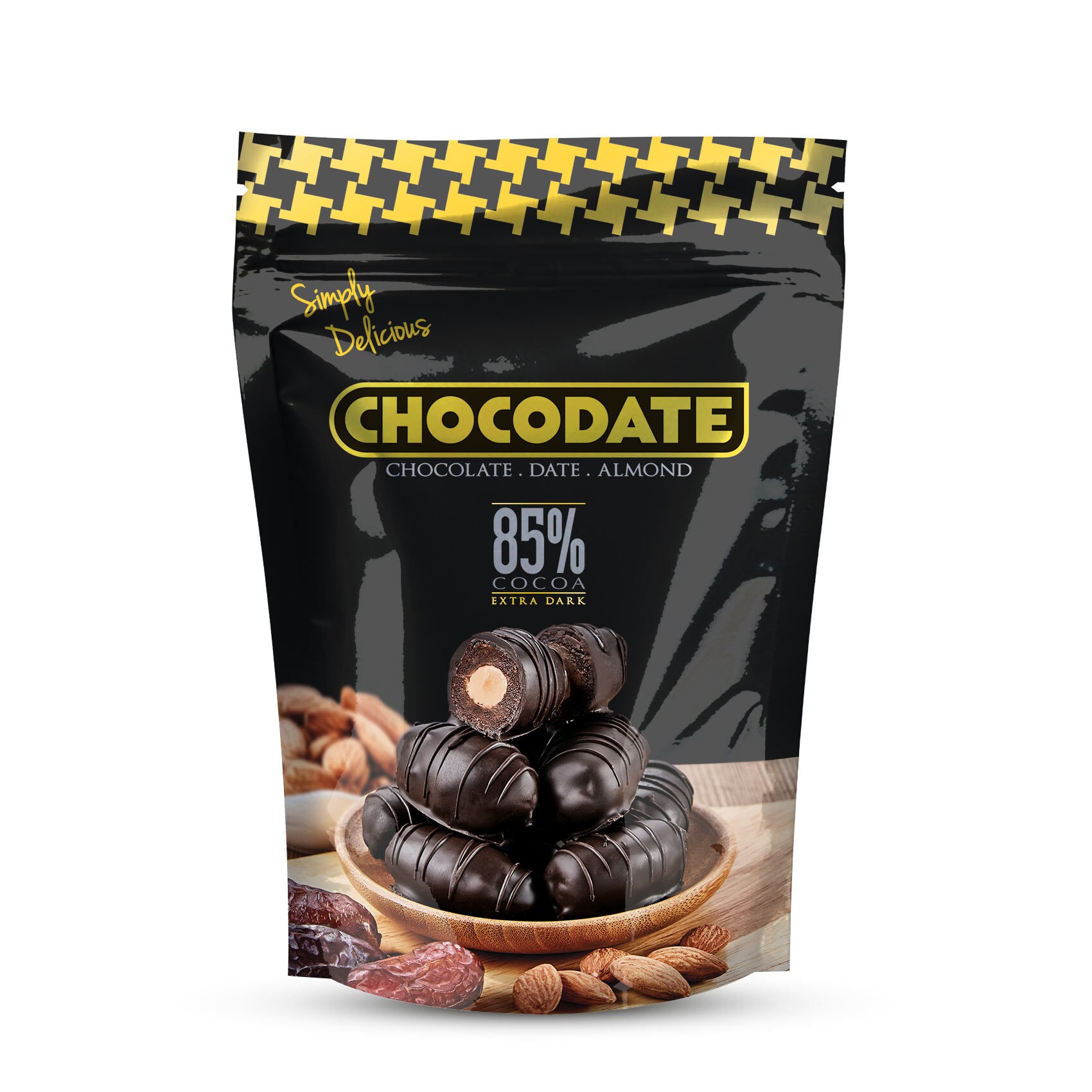 Buy Chocodate Date and Almond Extra Dark Chocolate 250g Online Shop