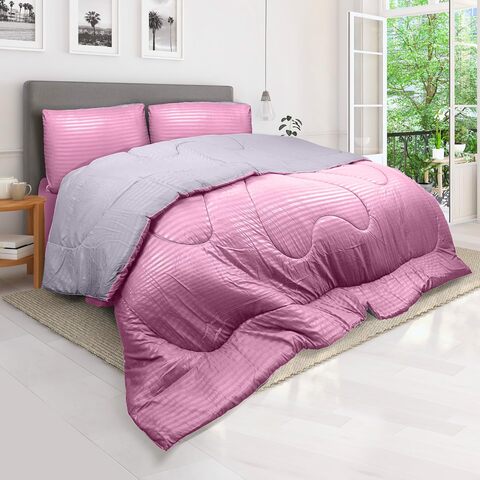 Pink and grey on sale queen comforter set