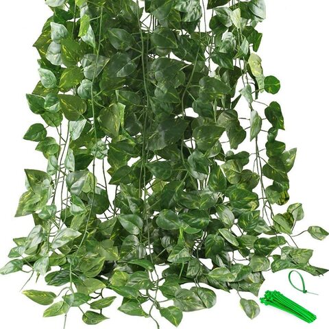 GLFILL Artificial Greenery Fake Vine Plants Leaf Hanging Garden Outdoor  Office Wedding Party Wall Decor 