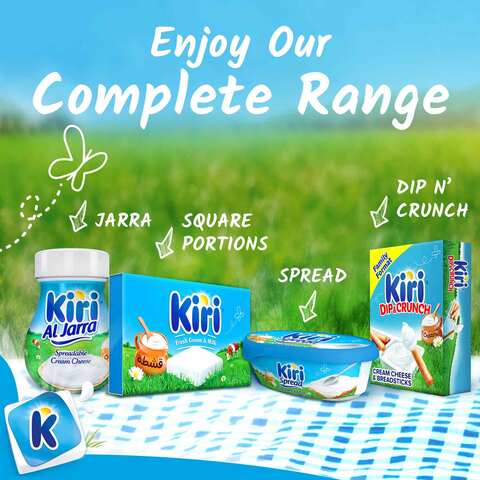 Kiri Spreadable Cream Cheese Squares, 24 portions x 2 packs,48 portions, 864g