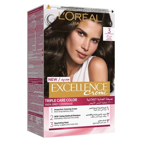 LOreal Paris Excellence Creme Triple Care Permanent Hair Colour 3 Dark ...