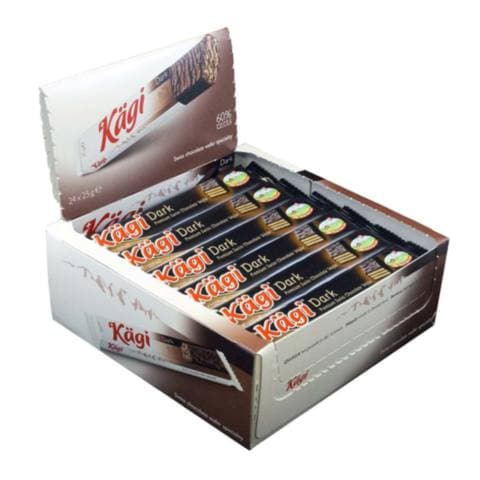 Kagi Swiss Dark Chocolate Candy Bar Wafer 25g Pack of 24