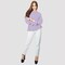 KIDWALA Size M,  Women&#39;S Tops, Tees &amp; Blouses Ruffled Turtleneck Lantern Sleeves Lavander Swiss Dot Blouse With Elastic Waistband &amp; Back Covered Button