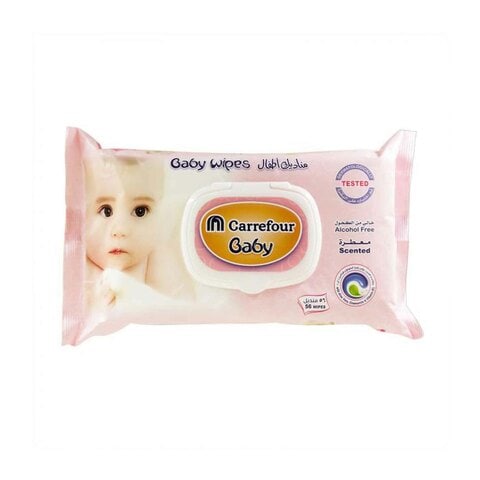 Carrefour Scented Baby Wipes With Aloe Vera 56 Pieces