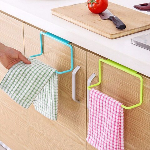 Decdeal - Cabinet Door Back Towel Holder Plastic Indented Towel Hanging Multi-purpose Kitchen Hanger Rack