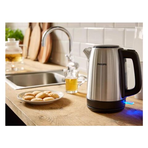 Philips Metal Kettle, Spring Lid, Light Indicator, 1.7 L, HD9350/92, Stainless Steel