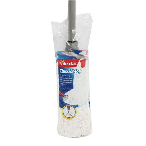 Verdampen Vechter complexiteit Vileda Classic Cotton Floor Mop With Stick 1 Piece White And Red