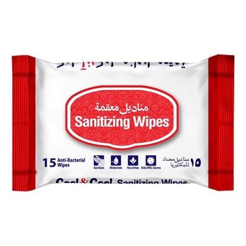 Cool &amp; Cool Sanitizing 15 Wipes White Pack of 3