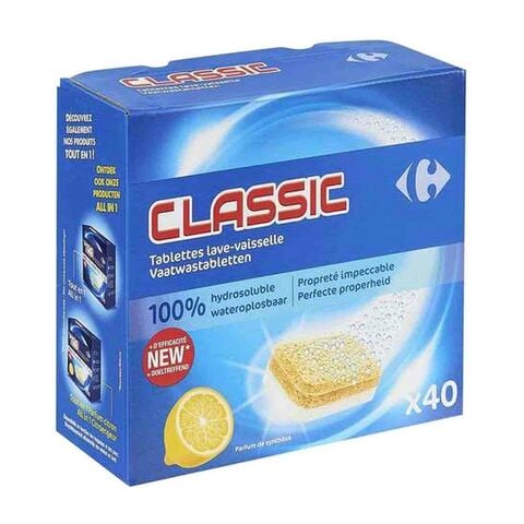 Carrefour Lemon Dishwasher Detergent Tablet Yellow 10g Pack of 40