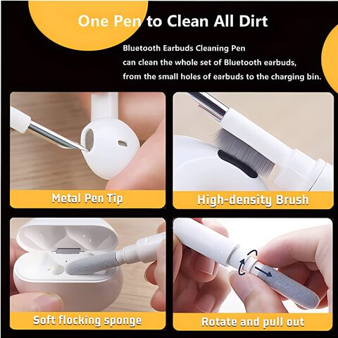 Generic Bluetooth Earbuds Cleaning Pen, Multifunction Earphones Cleaner Suitable For Headset, Keyboard, Phone And Camera Lens (White)