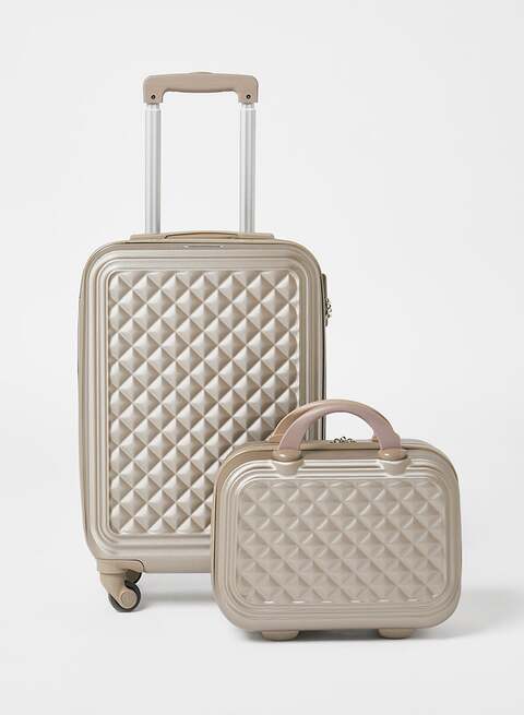 Partner 2-Piece Cabin Luggage Trolley And Beauty Case Set, Champagne
