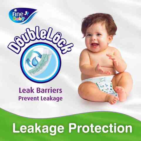 Fine Baby Diapers, DoubleLock Technology , Size 4, Large 7 - 14kg , Jumbo Pack, 48 diaper count