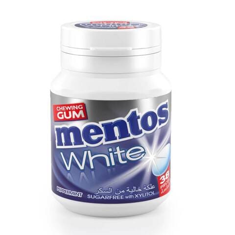 Mentos White Sugar Free Chewing Gum Peppermint Flavour 54g