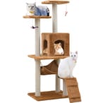 Buy Doreen 125cm Cat Tree Tower Cat Tree House Cat Tree Condo Furniture Scratch Post for Kittens Pet House Play Wood Rattan Pet Supplies with Versatile  (Light brown GC2319A) in UAE