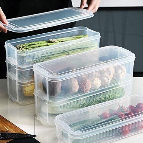 Buy Food Storage Container 6L 3Tiers Stackable Kitchen Fridge Drawer -3 ...
