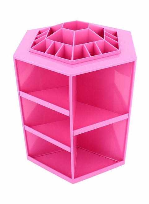 Generic 360 Degree Carousel Rotating Cosmetic Storage Box Pink