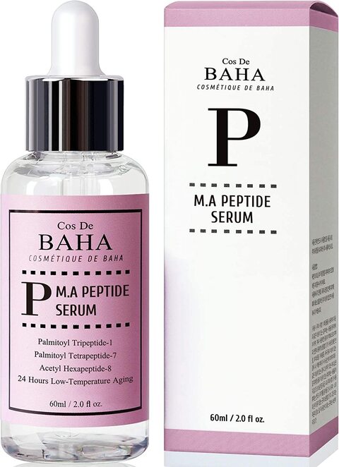 Cos De Baha Peptide Complex Facial Serum With Matrixyl 3000 &amp; Argireline For Face/Neck, Anti Aging &amp; Deep Wrinkles, Heals And Repairs Skin, Instantly Ageless For Face, 2 Fl Oz (60ml)