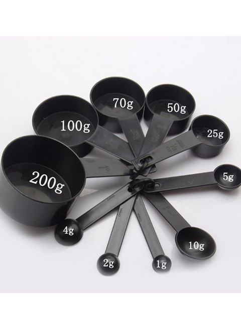 10-Piece Plastic Measuring Cups And Spoons Black