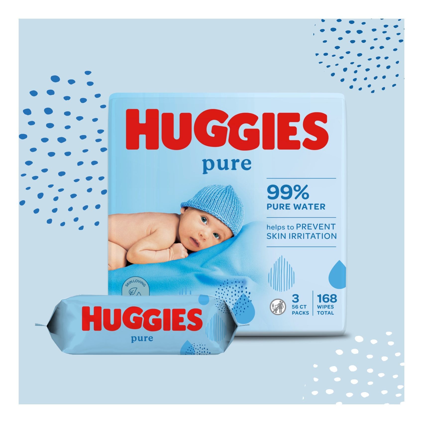 Huggies pure sale wipes 168