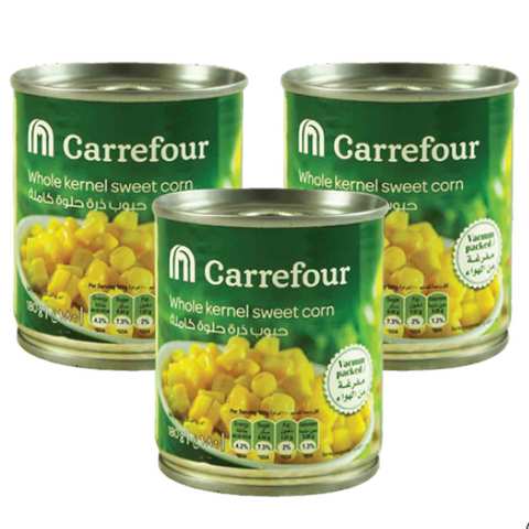 Carrefour Whole Kernel Sweet Corn 180 Gram 3 Pieces