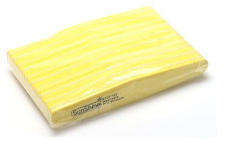 Sunshine Washable Nail Buffer Triangular Yellow 100/180 Grit 10pcs/pack