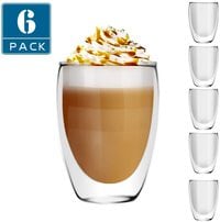 Lushh Double Wall Insulated Coffee or Tea Glass, Perfect for Latte, Cappuccino, Americano, Tea and Beverage, 6Pcs Set 350 ML