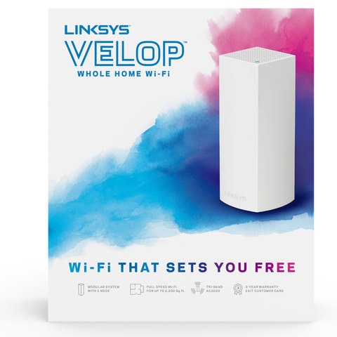 Linksys Wireless Whole Home Wi-Fi Mesh System WHW0301-UK Velop Tri-Band AC2200 Pack of 1