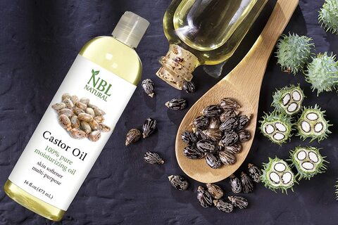 NBL Natural Castor Oil - Conditioning &amp; Healing, For Dry Skin, Hair Growth - For Skin, Hair Care, Thicker Eyelashes &amp; Eyebrows - 16 OZ / 473 ML